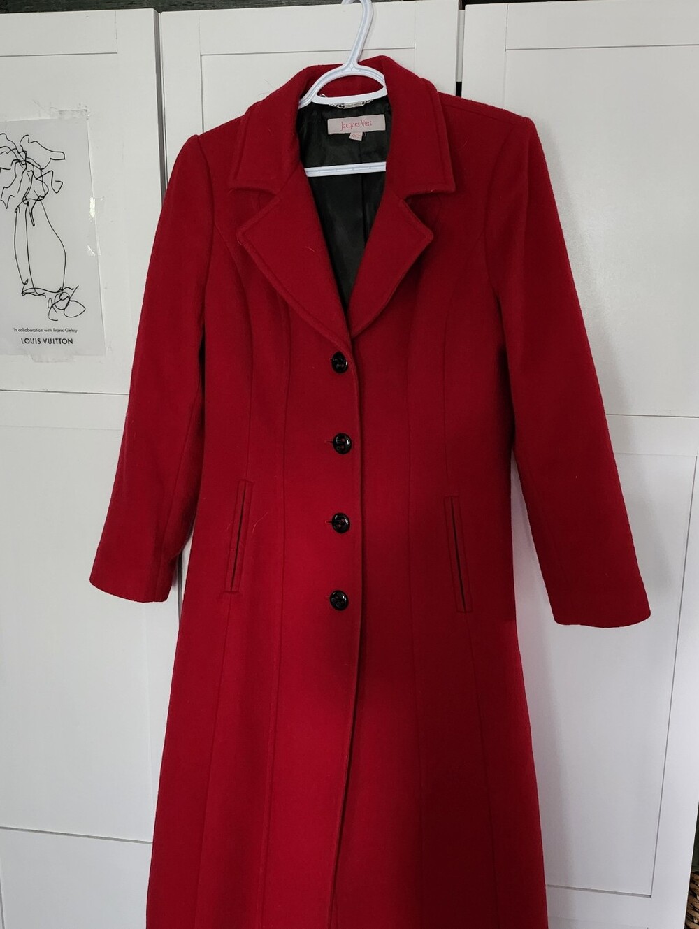 Vintage Stunning Wool/cashmere Classic Red Wool Blend Women's Coat Sz M - Picture 4 of 9